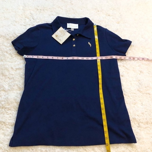 🆕 Pappagallo pullover short sleeve solid navy blue polo top large - Picture 5 of 12
